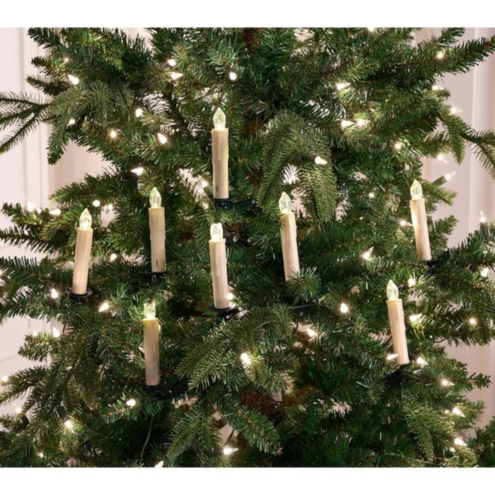 Sandra Lee Set of 10 Clip-On Ivory‎ Candles Christmas Tree Decor with Remote